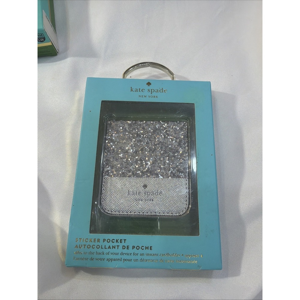 Kate Spade New York Black Glitter‎ Cardholder NWT Sticks On Phone 24